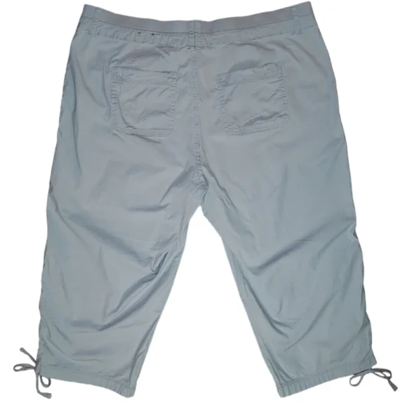 Avenue High Waist Elastic Waistband Drawstring Cinch Legs Gray Cropped Capris 16 - Picture 15 of 16